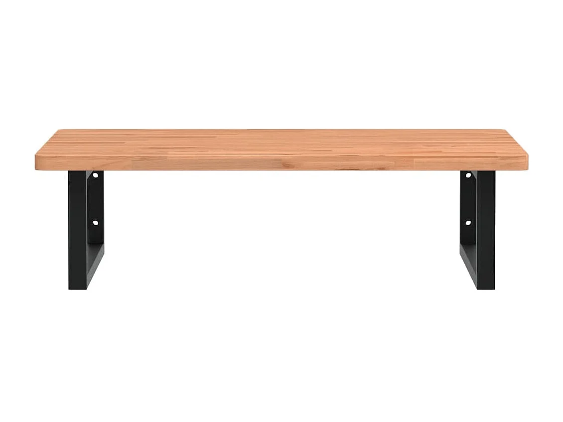 Waschbeckenregal Wandmontage Stahl und Massivholz Buche