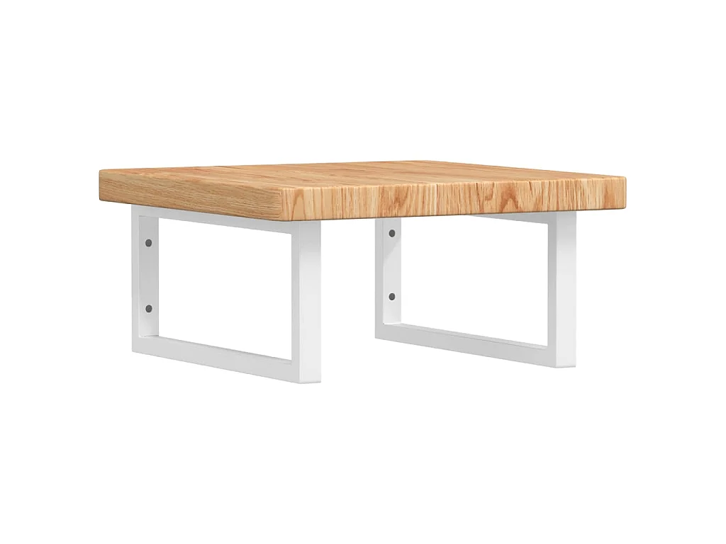 Estante de lavabo de pared de acero y madera maciza de roble