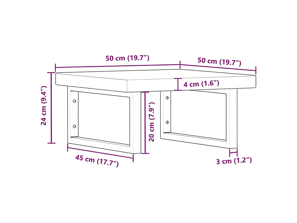 Estante de lavabo de pared de acero y madera maciza de roble