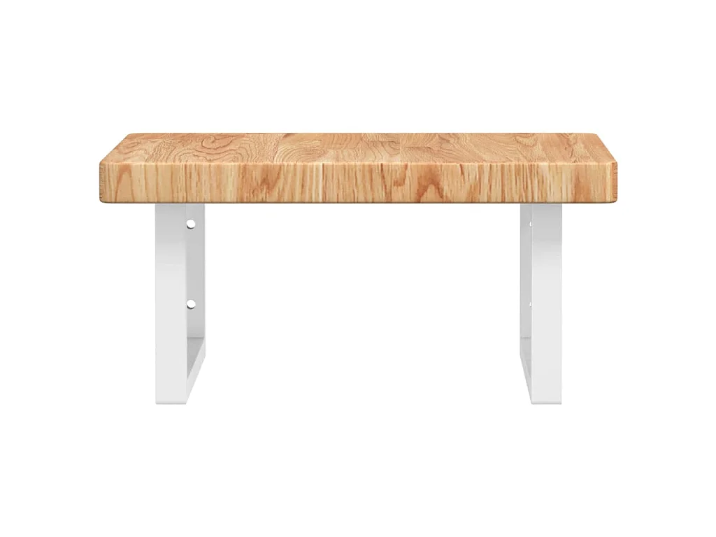 Estante de lavabo de pared de acero y madera maciza de roble