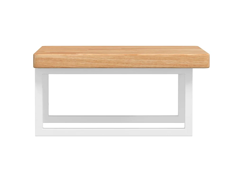 Estante de lavabo de pared de acero y madera maciza de roble