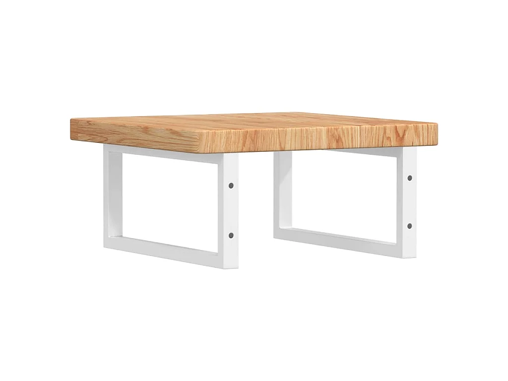 Estante de lavabo de pared de acero y madera maciza de roble