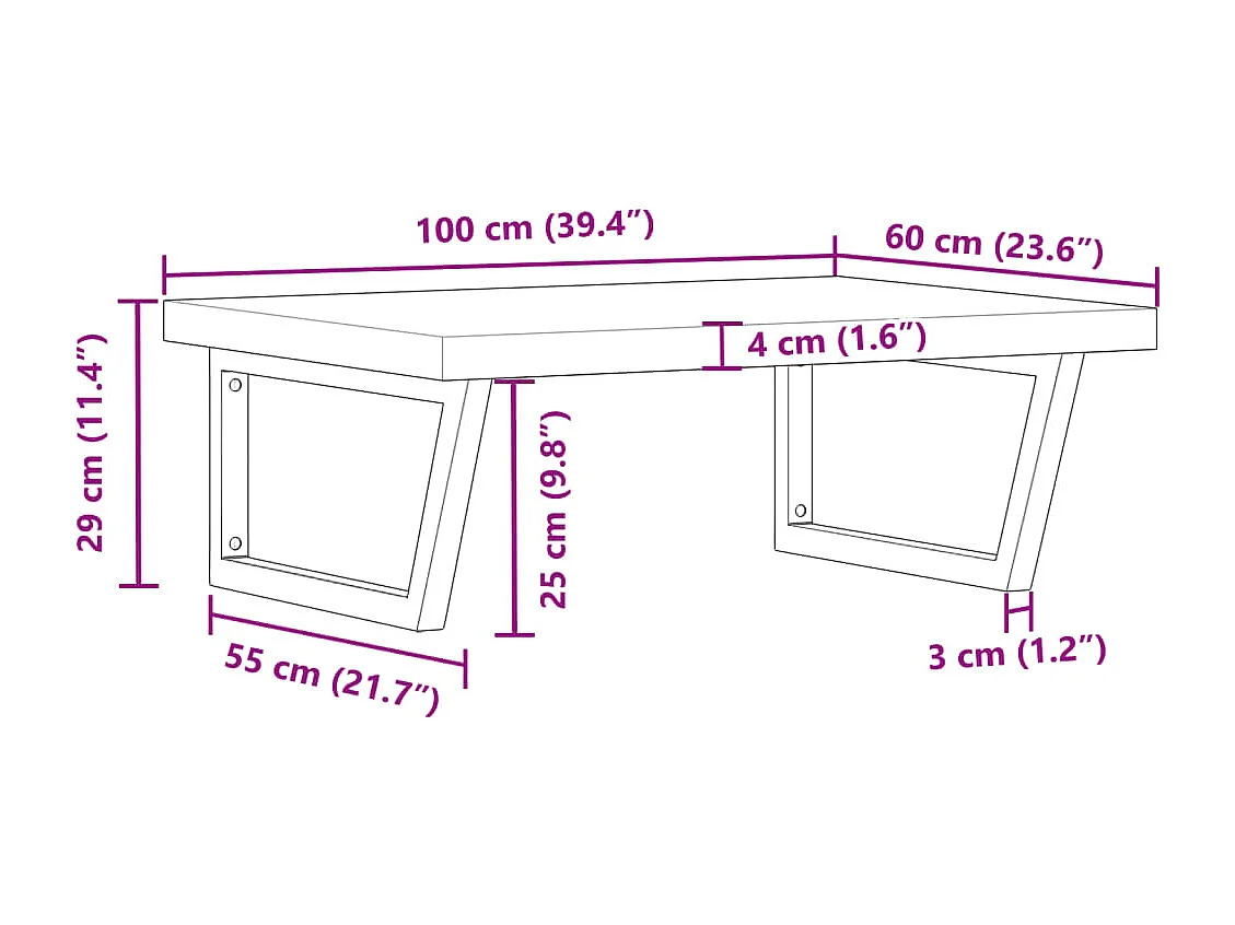 Étagère de vasque murale acier et bois massif d'acacia