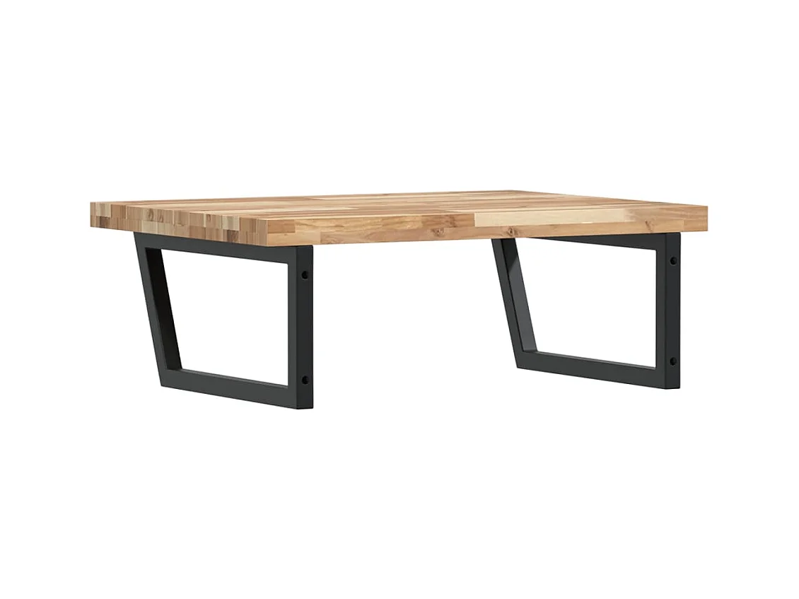 Étagère de vasque murale acier et bois massif d'acacia