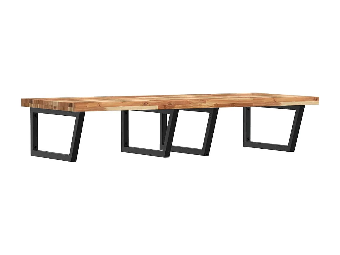 Waschbeckenregal Wandmontage Stahl und Akazienholz