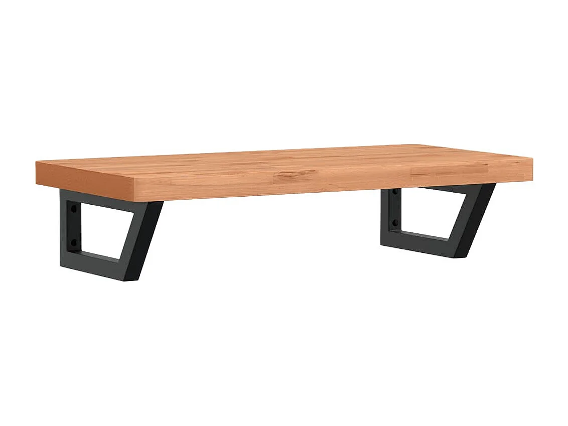 Waschbeckenregal Wandmontage Stahl und Massivholz Buche