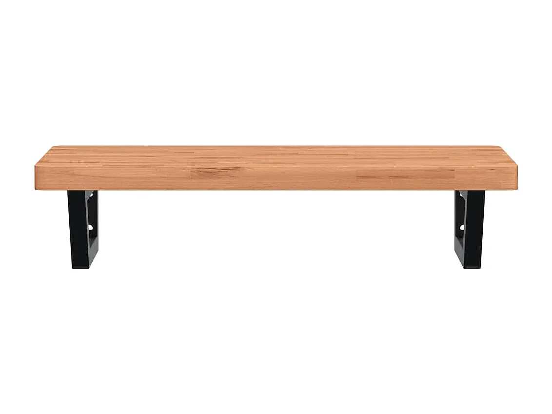 Waschbeckenregal Wandmontage Stahl und Massivholz Buche