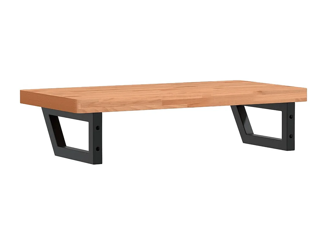 Waschbeckenregal Wandmontage Stahl und Massivholz Buche