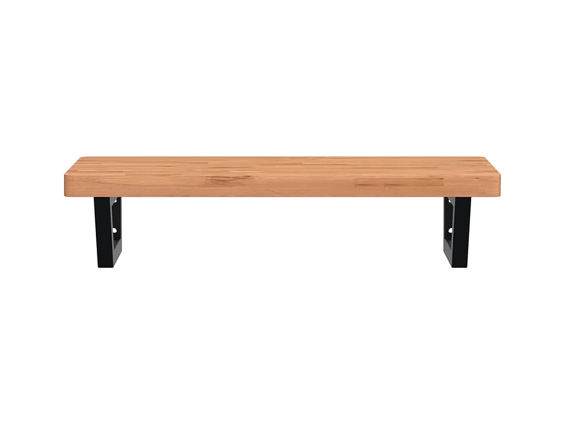 Estante de lavabo de pared de acero y madera maciza de haya