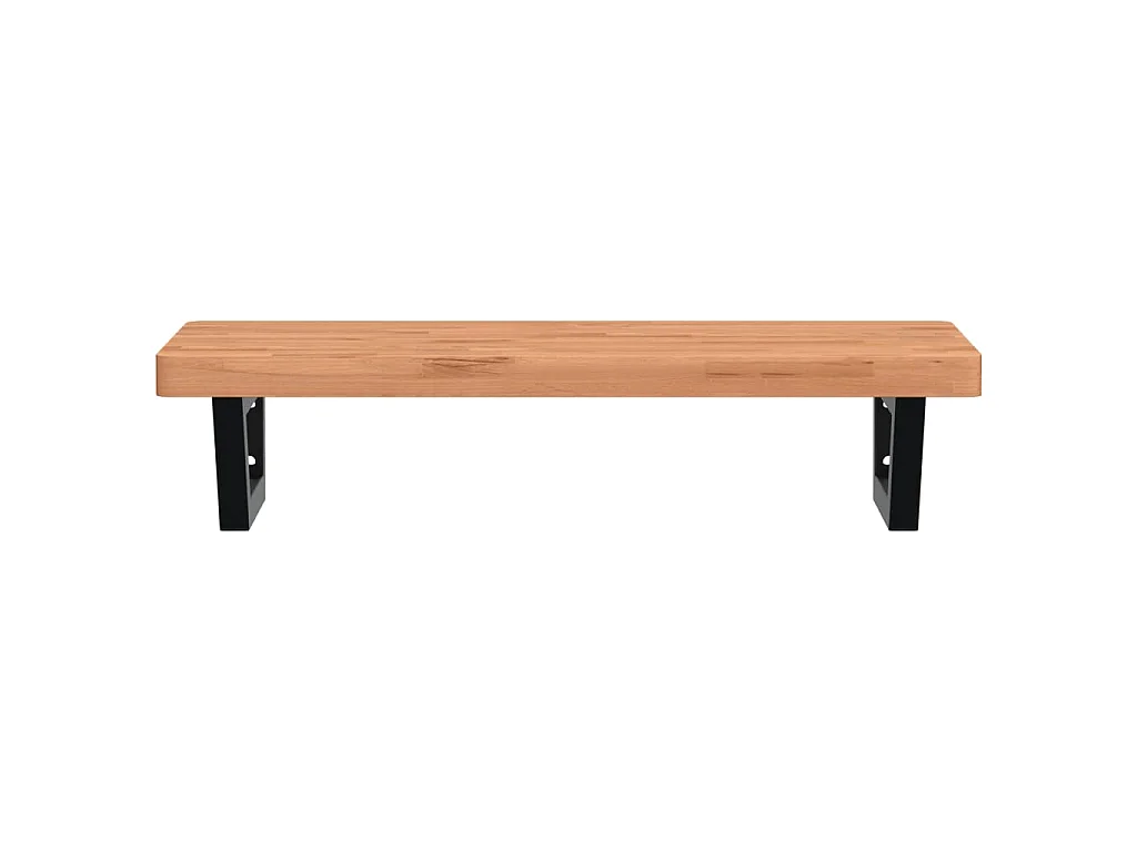 Waschbeckenregal Wandmontage Stahl und Massivholz Buche