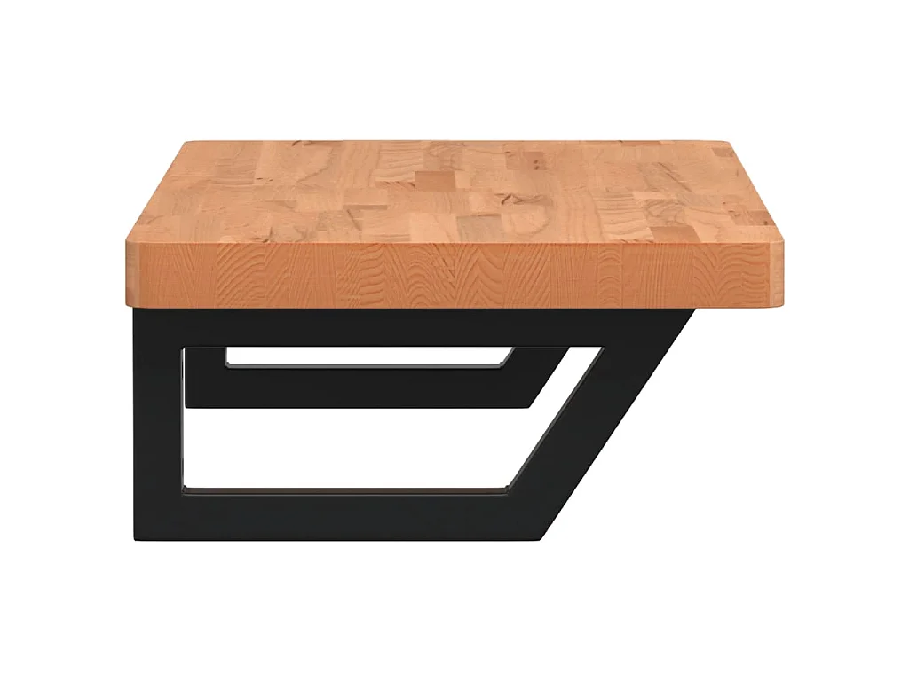 Waschbeckenregal Wandmontage Stahl und Massivholz Buche