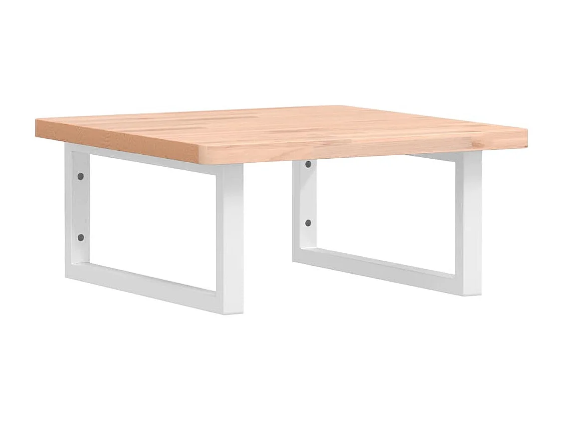 Estante de lavabo de pared de acero y madera maciza de haya