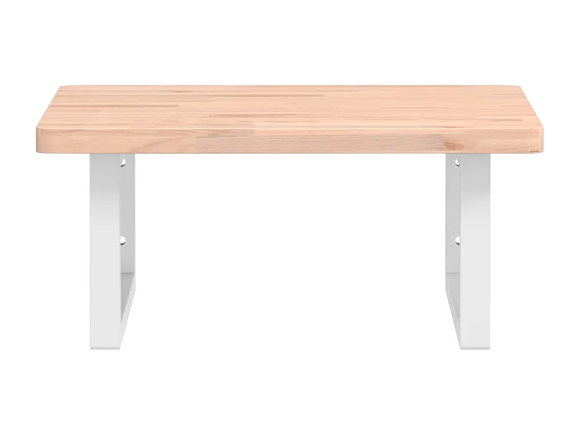 Estante de lavabo de pared de acero y madera maciza de haya