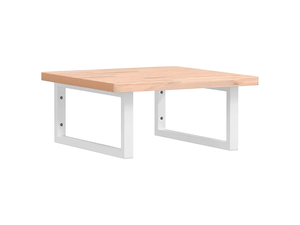 Waschbeckenregal Wandmontage Stahl und Massivholz Buche