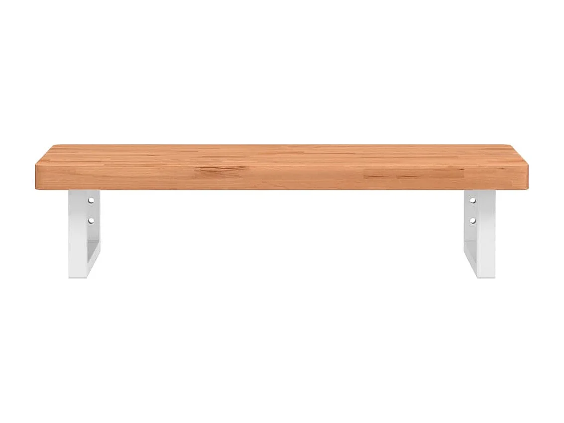 Waschbeckenregal Wandmontage Stahl und Massivholz Buche