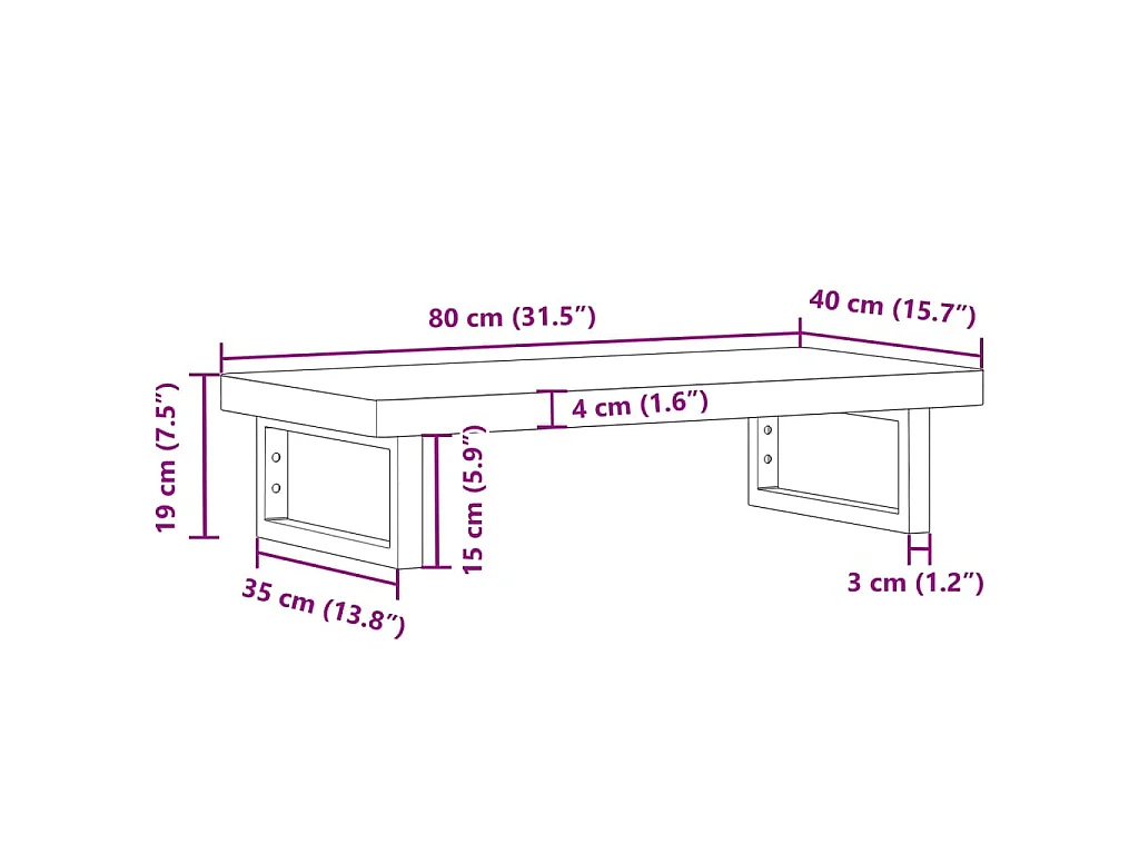 Waschbeckenregal Wandmontage Stahl und Massivholz Buche