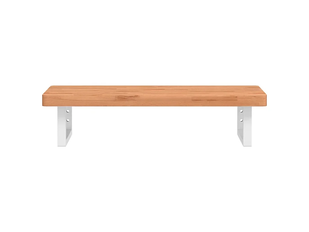 Waschbeckenregal Wandmontage Stahl und Massivholz Buche