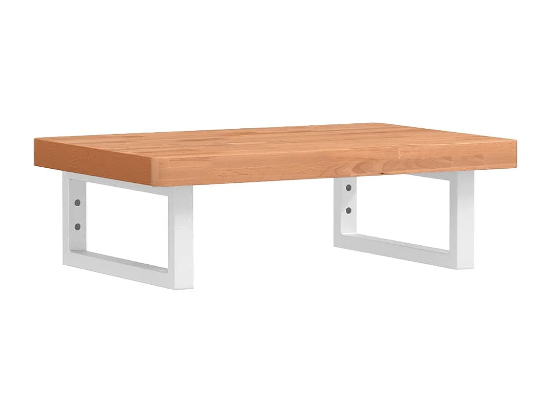 Waschbeckenregal Wandmontage Stahl und Massivholz Buche