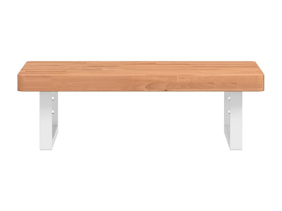 Waschbeckenregal Wandmontage Stahl und Massivholz Buche