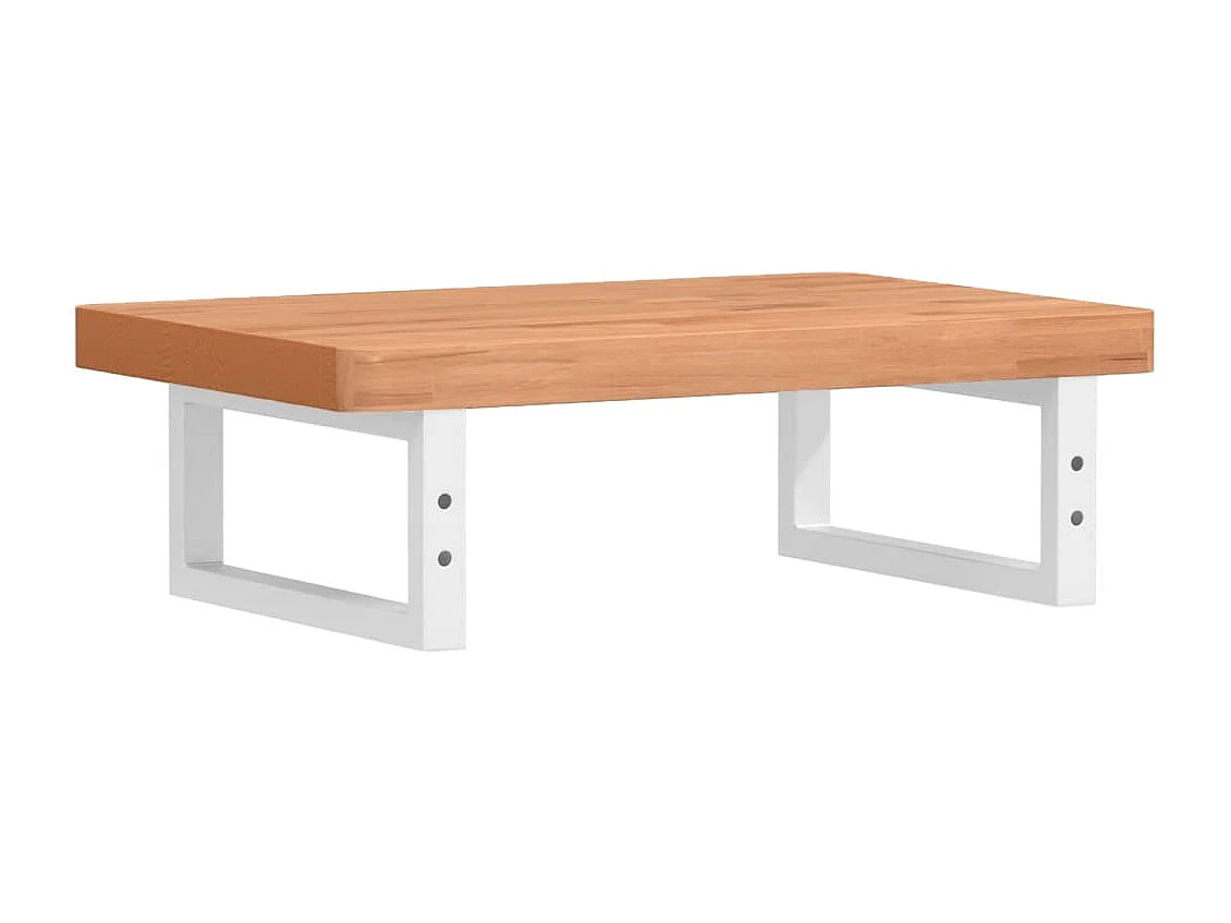 Waschbeckenregal Wandmontage Stahl und Massivholz Buche