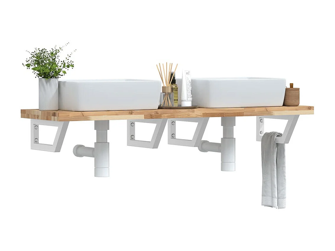 Waschbeckenregal Wandmontage Stahl und Akazienholz