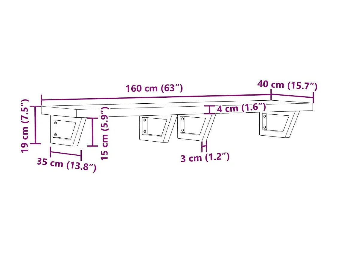 Waschbeckenregal Wandmontage Stahl und Akazienholz