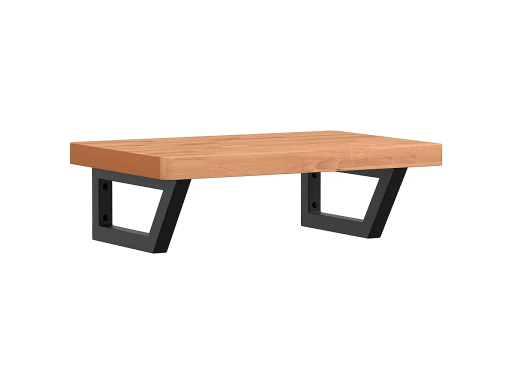 Waschbeckenregal Wandmontage Stahl und Massivholz Buche