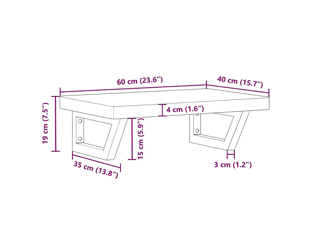 Waschbeckenregal Wandmontage Stahl und Massivholz Buche