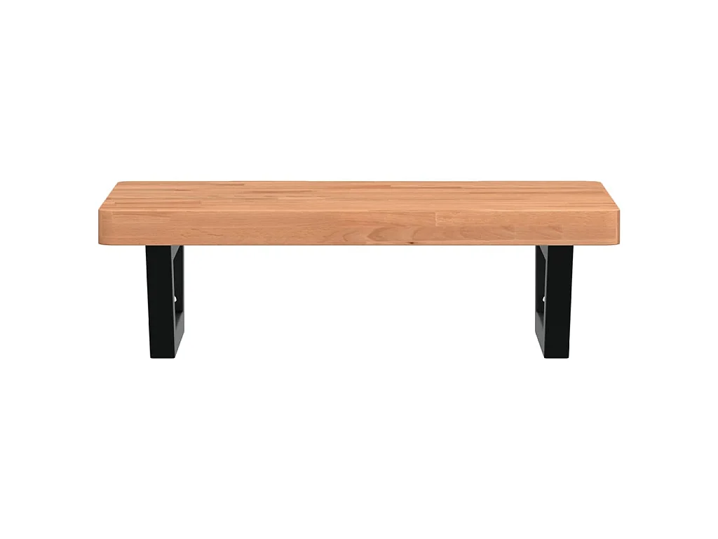 Waschbeckenregal Wandmontage Stahl und Massivholz Buche