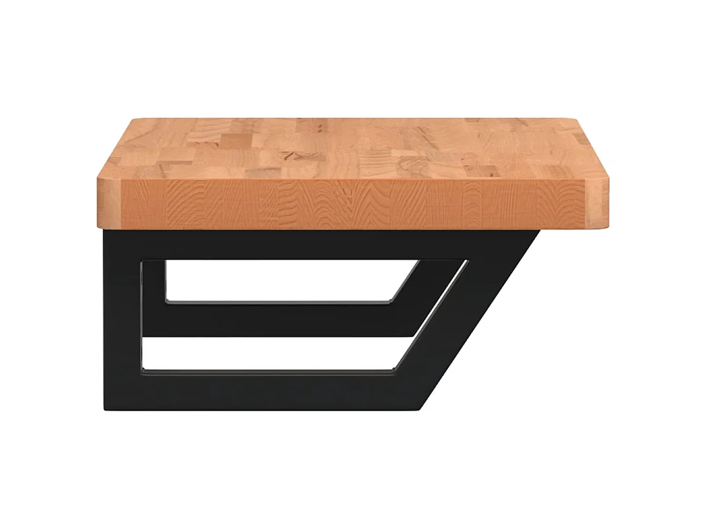 Waschbeckenregal Wandmontage Stahl und Massivholz Buche