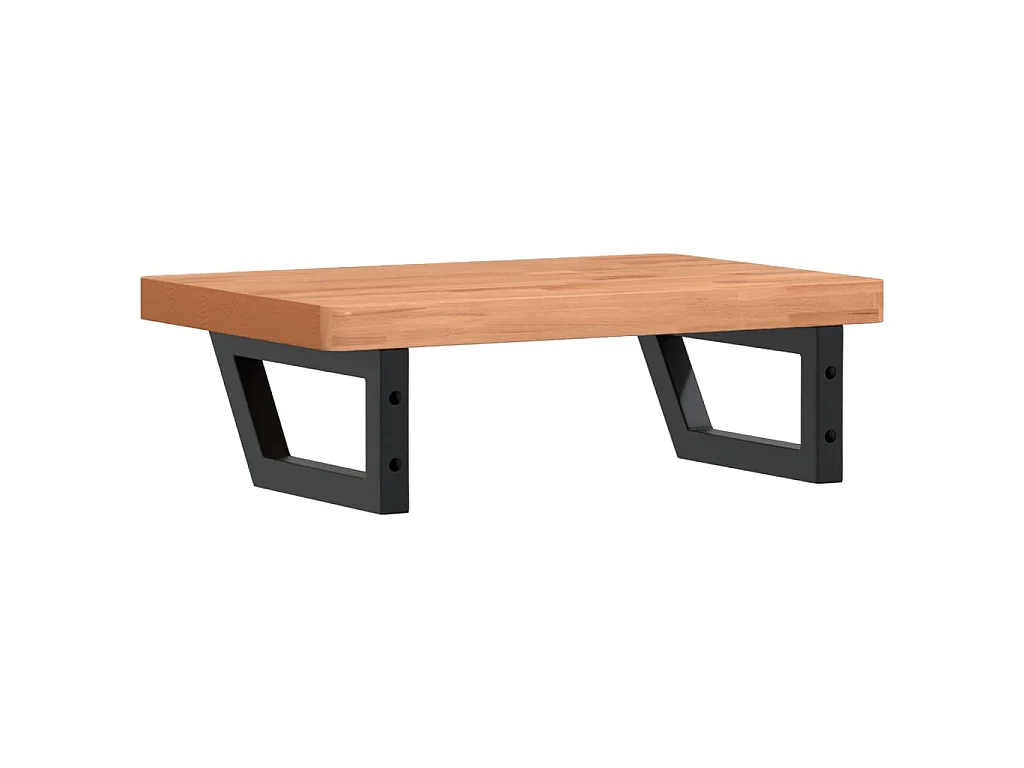 Waschbeckenregal Wandmontage Stahl und Massivholz Buche