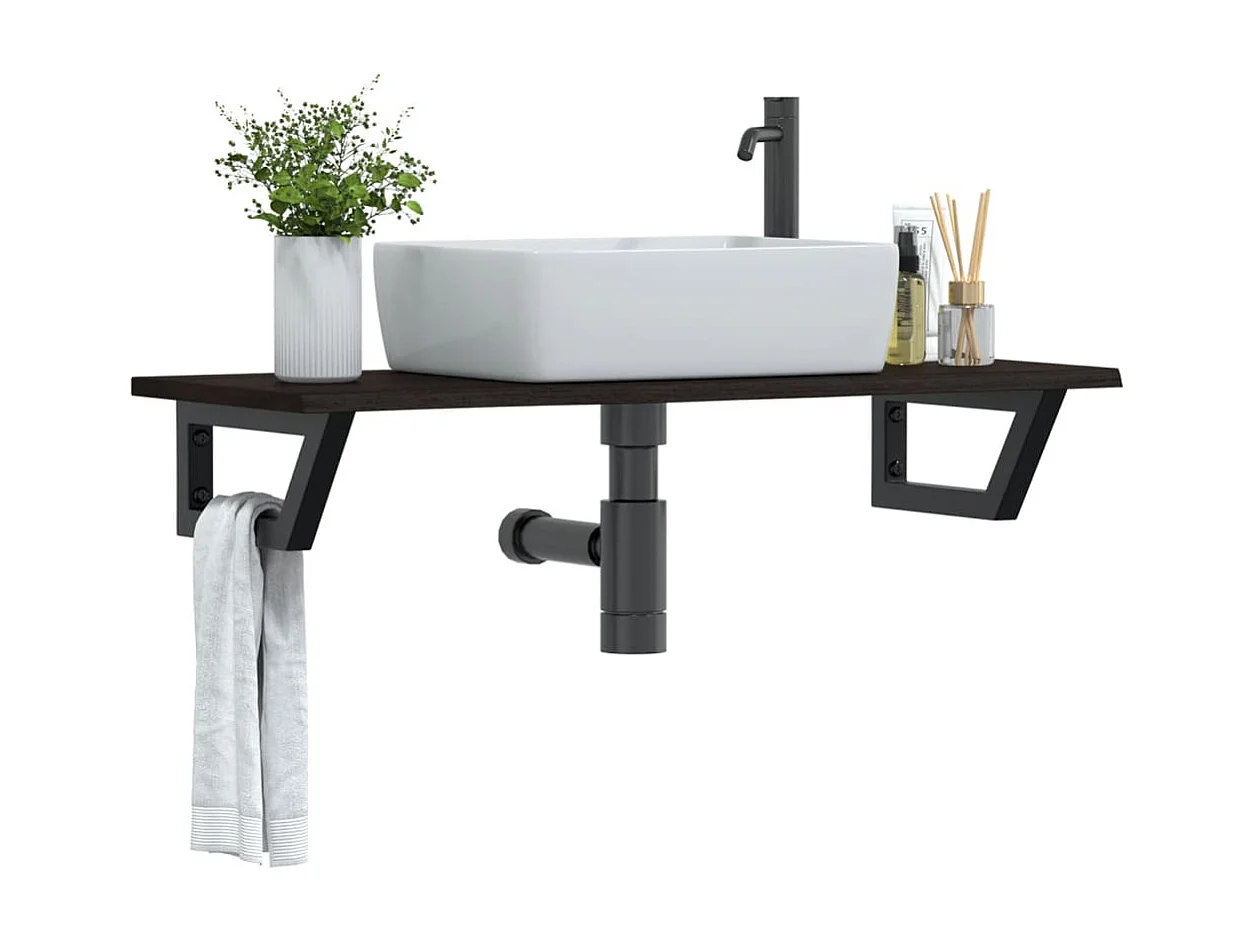 Badkamer wandschap staal en massief eikenhout