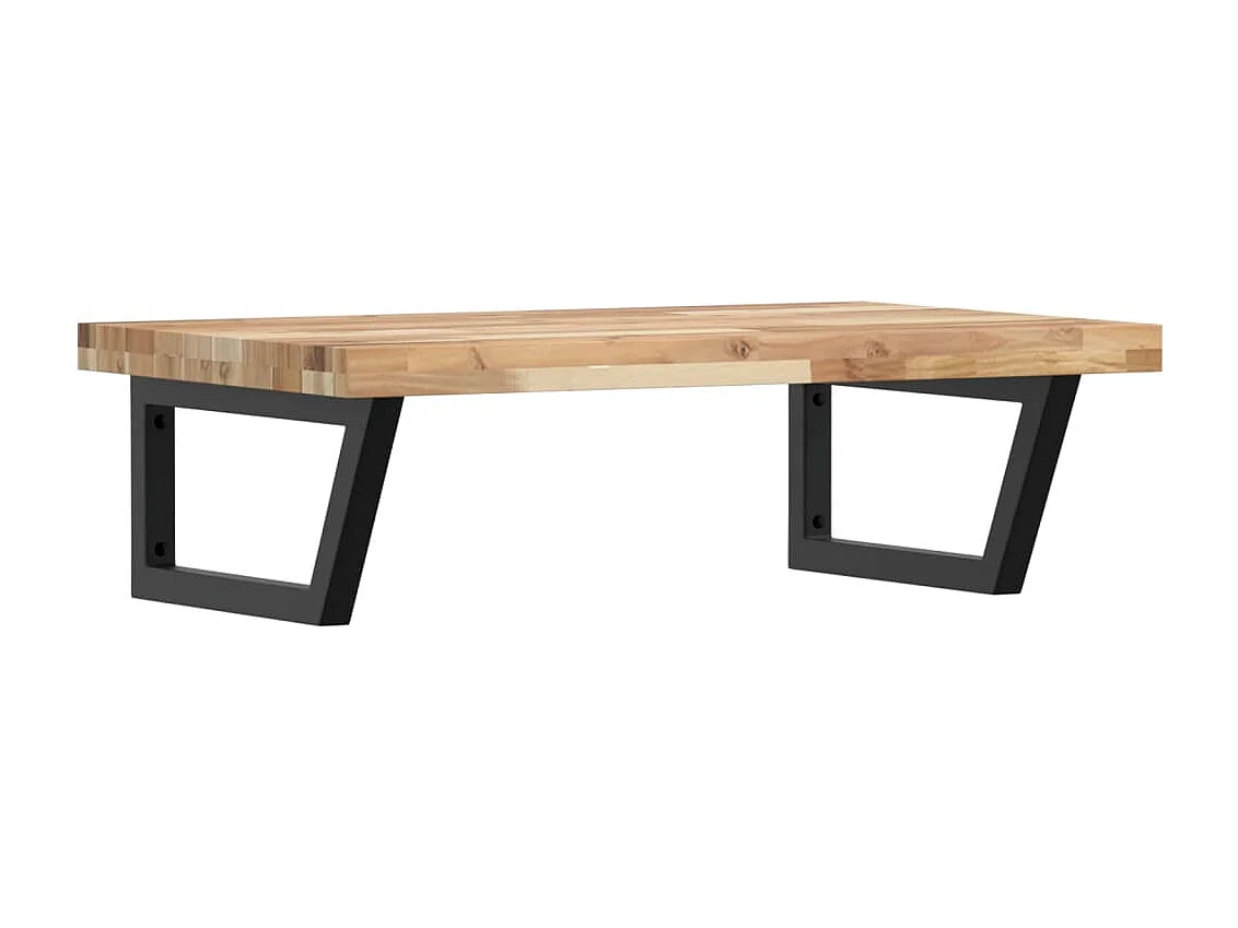 Estante de lavabo de pared acero y madera maciza de acacia