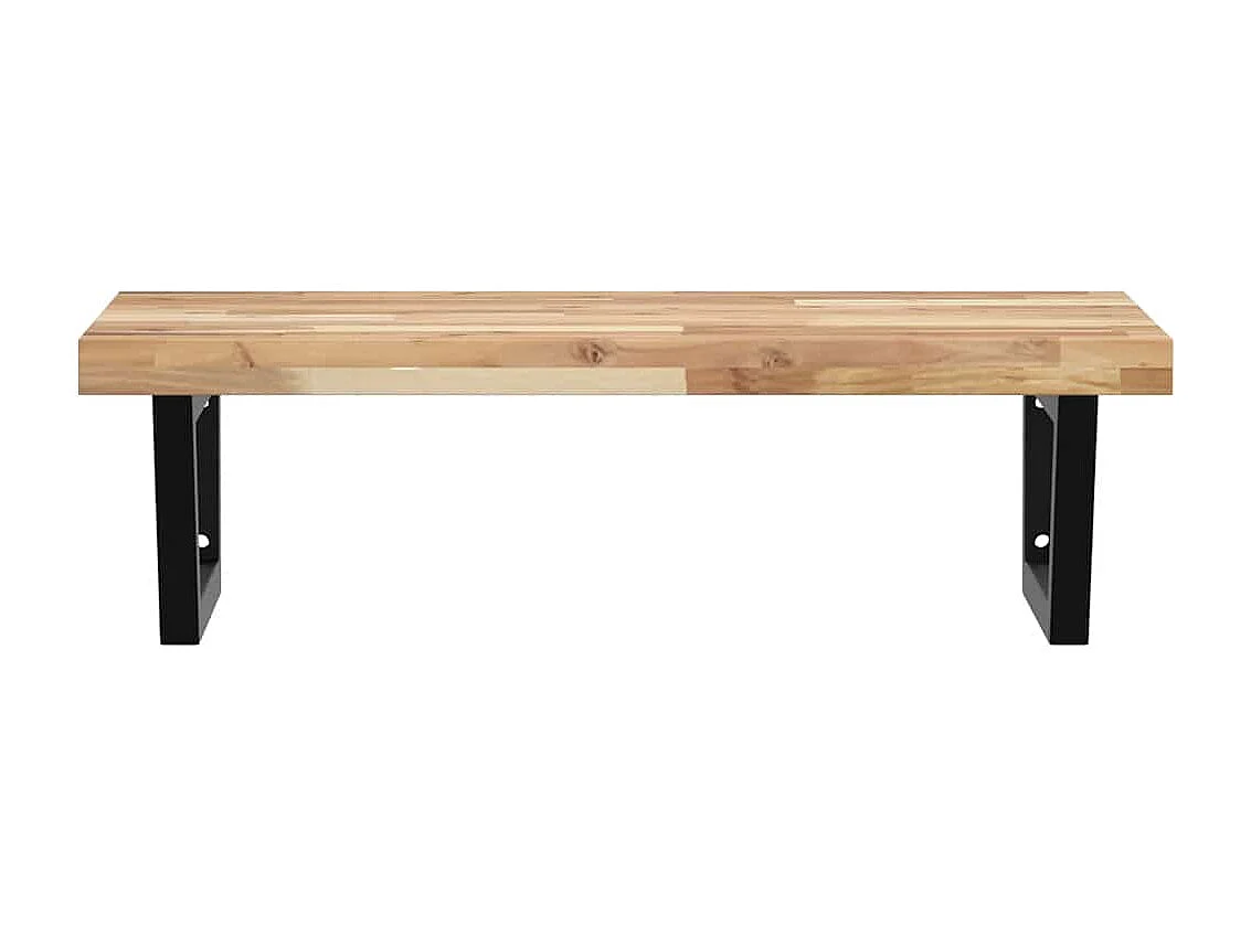 Estante de lavabo de pared acero y madera maciza de acacia