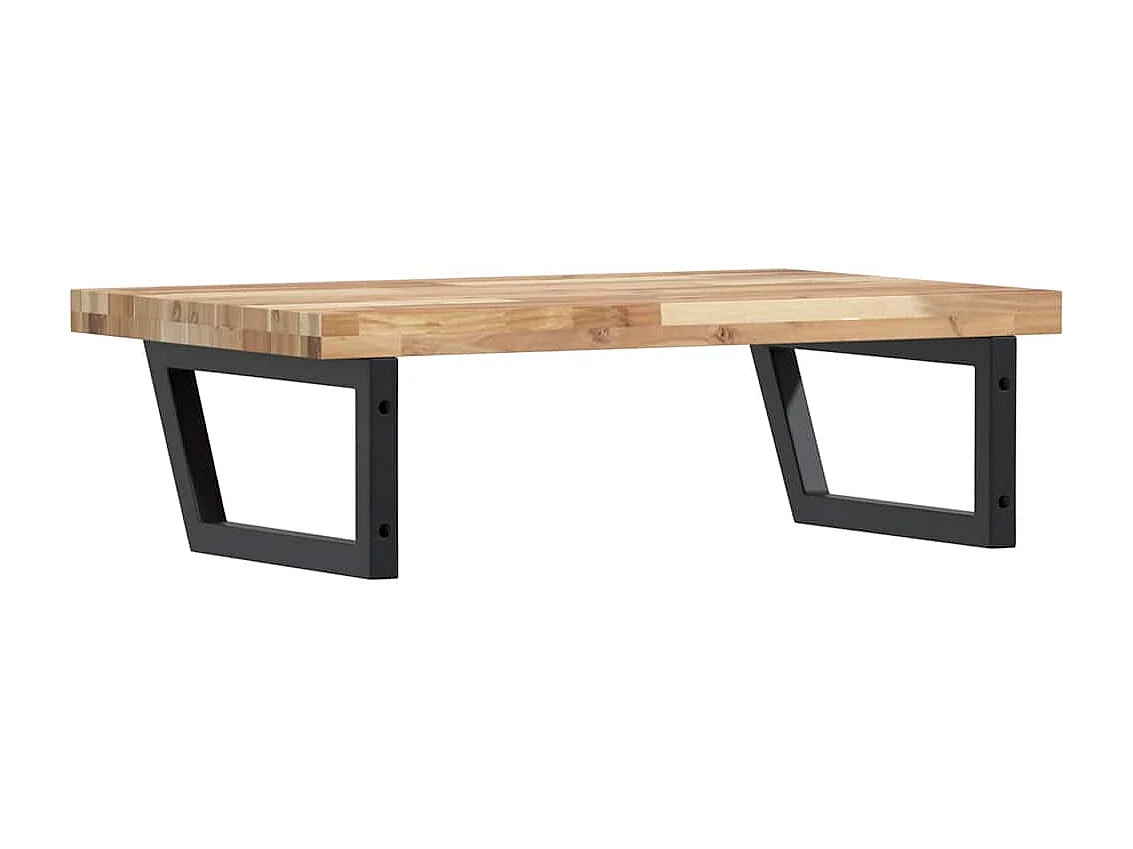 Estante de lavabo de pared acero y madera maciza de acacia