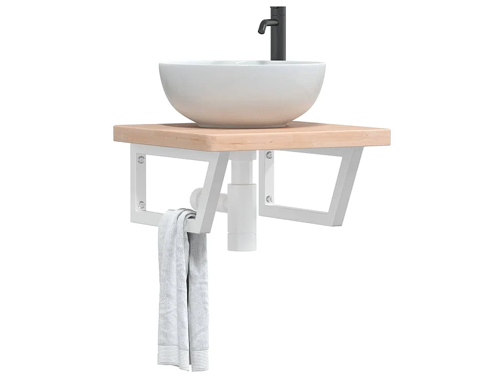 Badkamer wandschap staal en massief eikenhout