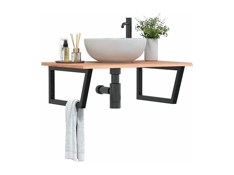 Badkamer wandschap staal en massief eikenhout