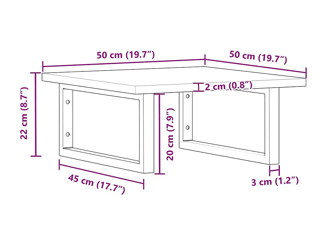 Prateleira de parede p/ lavatório aço/madeira de acácia maciça