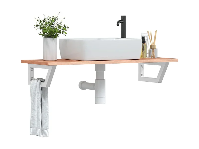 Badkamer wandschap staal en massief eikenhout