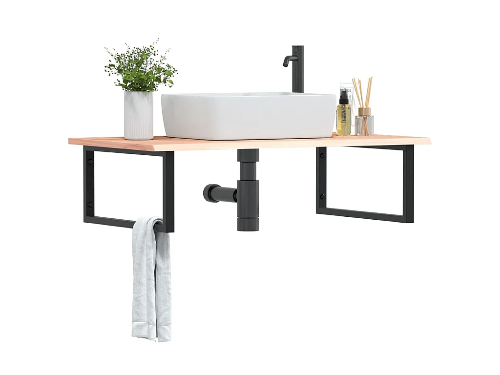 Badkamer wandschap staal en massief eikenhout