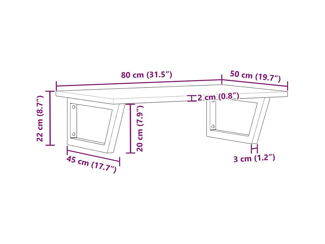 Étagère de vasque murale acier et bois massif d'acacia