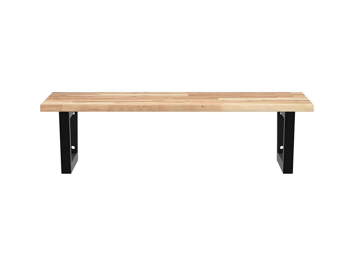 Étagère de vasque murale acier et bois massif d'acacia