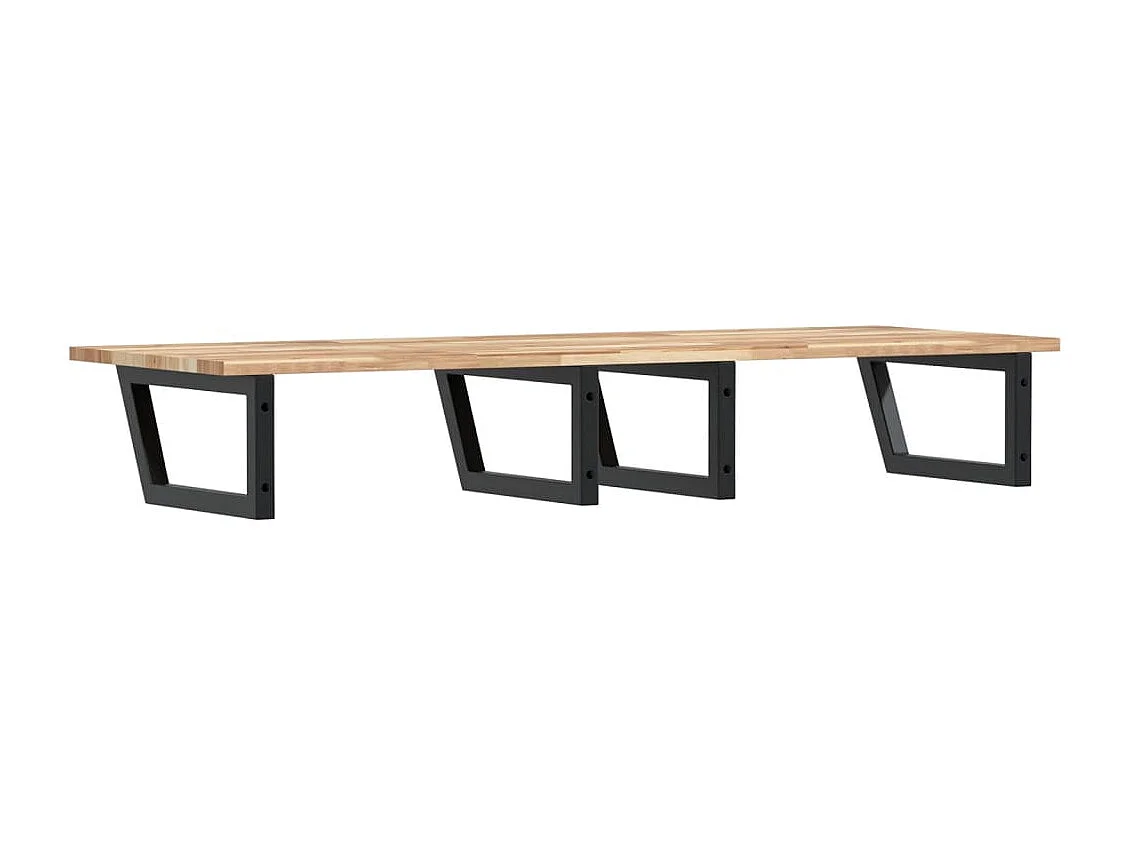 Étagère de vasque murale acier et bois massif d'acacia