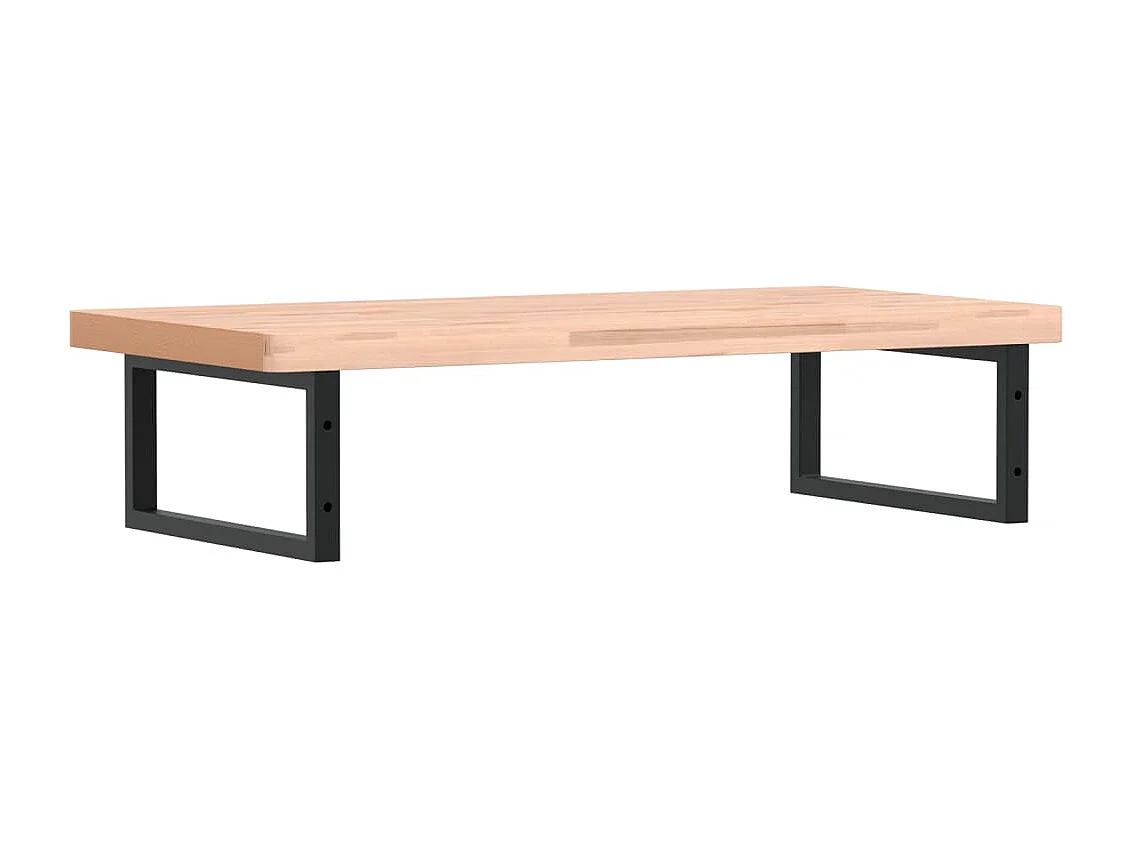 Waschbeckenregal Wandmontage Stahl und Massivholz Buche