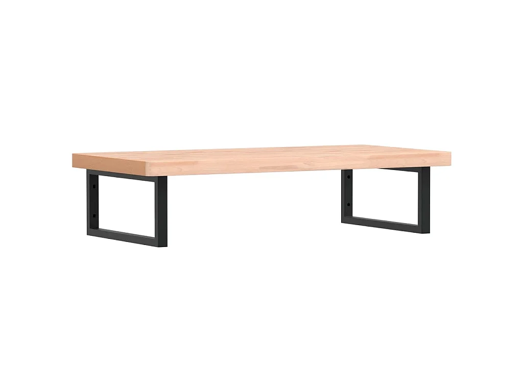 Waschbeckenregal Wandmontage Stahl und Massivholz Buche