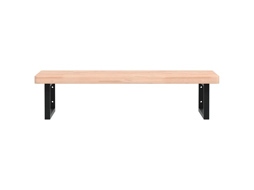 Waschbeckenregal Wandmontage Stahl und Massivholz Buche