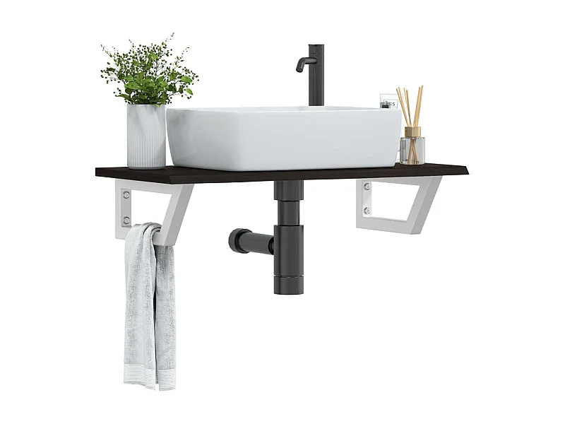 Badkamer wandschap staal en massief eikenhout