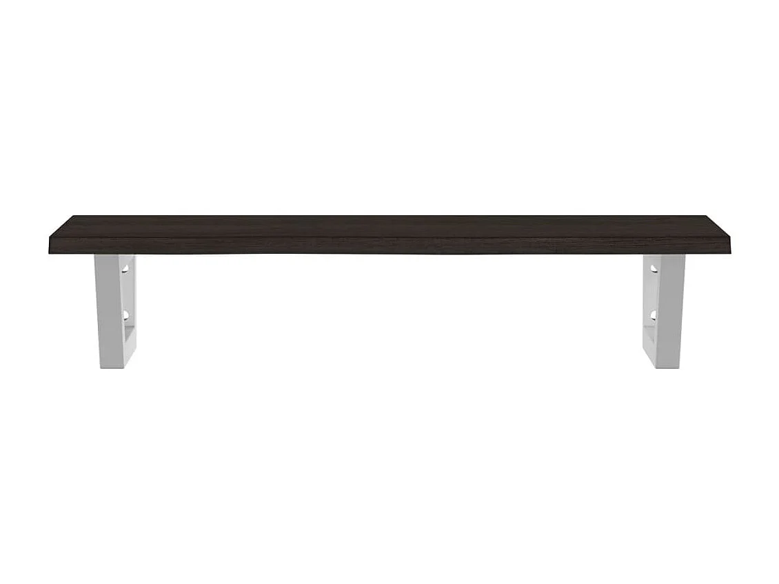 Estante de lavabo de pared de acero y madera maciza de roble