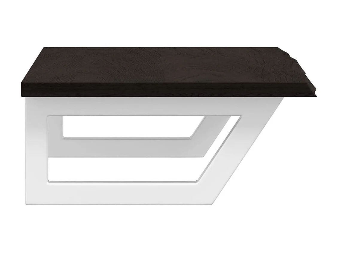 Estante de lavabo de pared de acero y madera maciza de roble