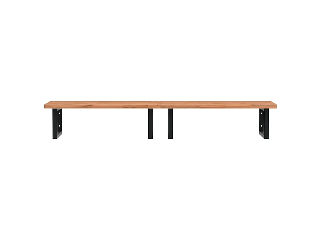 Estante de lavabo de pared de acero y madera maciza de haya
